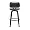 Armen Living Pico 30" Swivel Black Wood Bar Stool in Gray Faux Leather with Black Metal LCPIBABLKGRY30 - alternate 3